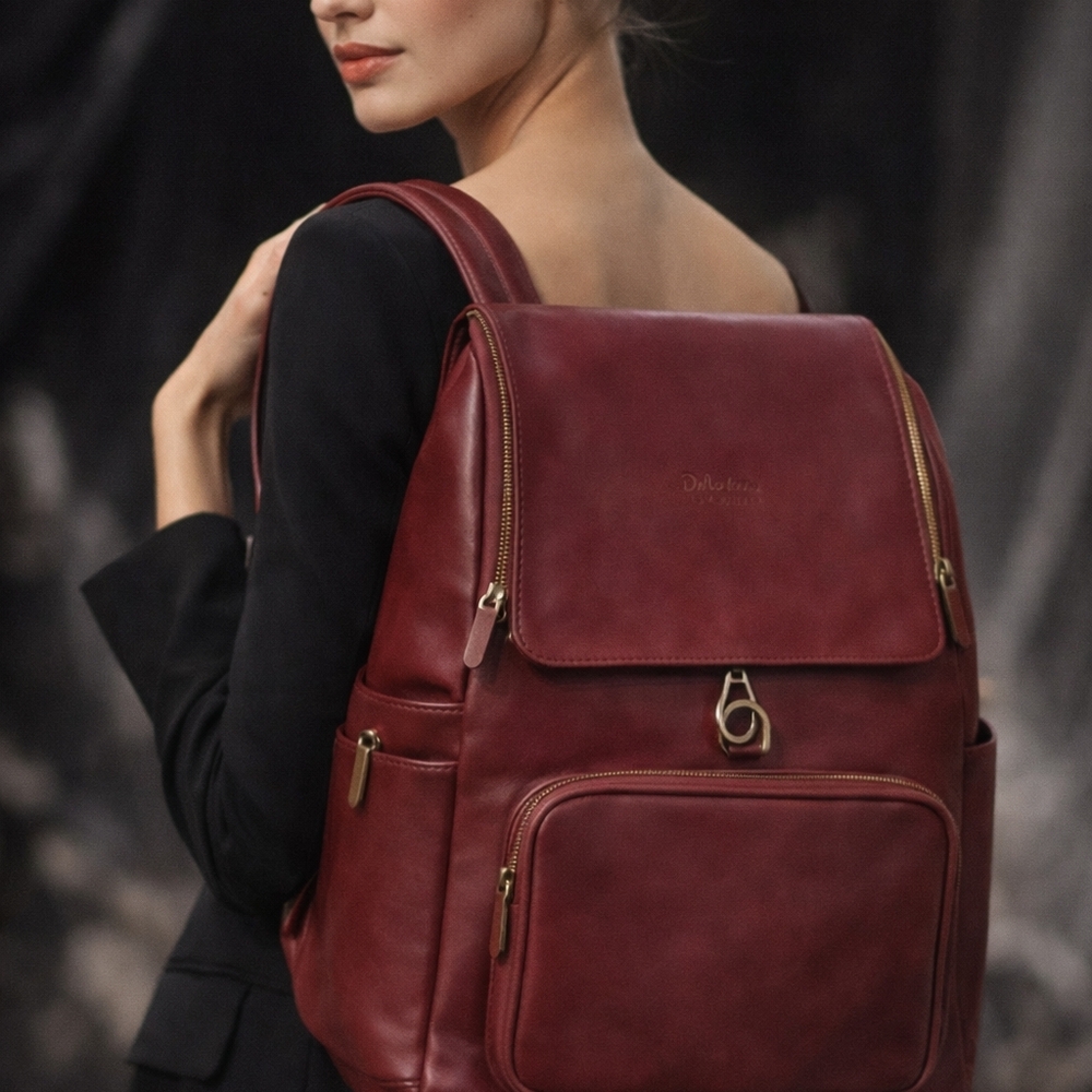 Italian Vintage Burgundy Leather Backpack – Venice Leather | Made in Italy